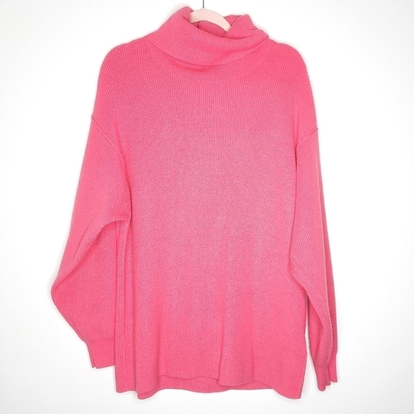 Free People Pink Oversized Chunky Turtleneck Sweater S - Picture 2 of 6